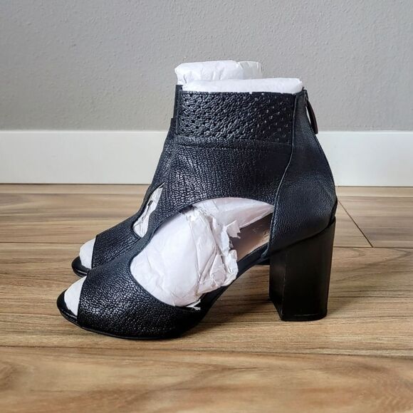 Emanuele Castro Italy Leather Caged T-Strap Bootie Block Heel Sandal in Black 38 - Picture 3 of 16